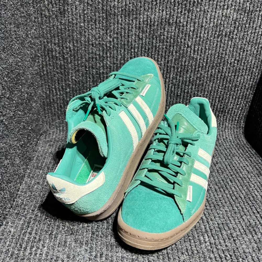 adidas Teal Suede Low-Top Sneakers with White Stripes